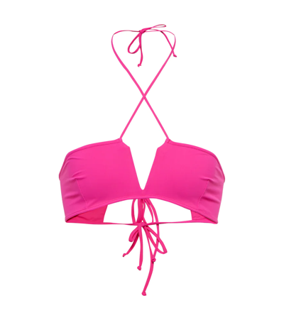 Shop Nensi Dojaka Halterneck Bikini Top In Fucsia