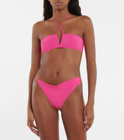 Shop Nensi Dojaka Halterneck Bikini Top In Fucsia