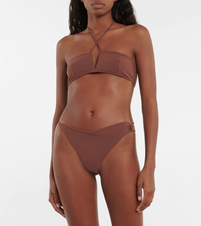 Nensi Dojaka Halterneck Bikini Top In Brown