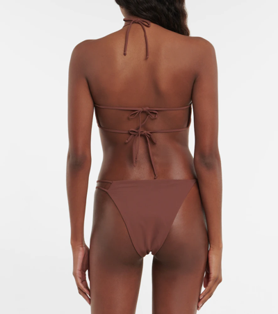 Nensi Dojaka Halterneck Bikini Top In Brown