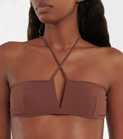 Nensi Dojaka Halterneck Bikini Top In Brown