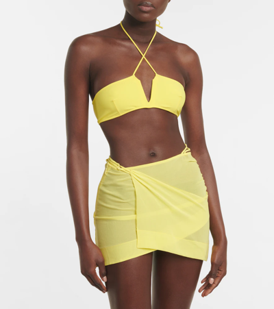 Nensi Dojaka Asymmetric Wrap Miniskirt In Yellow
