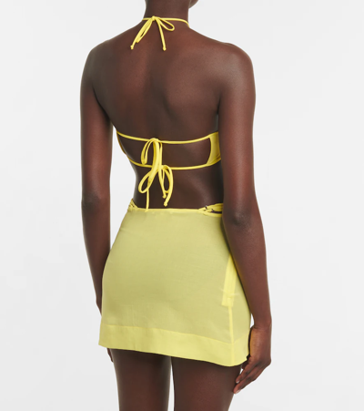 Nensi Dojaka Halterneck Bikini Top In Yellow