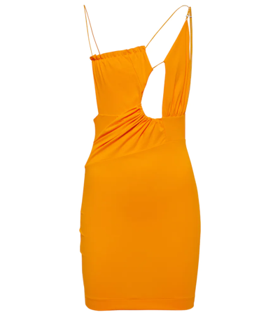 Shop Nensi Dojaka Cutout Ruched Minidress In Orange