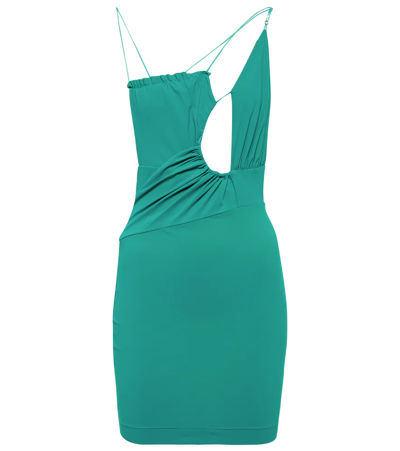 Shop Nensi Dojaka Cutout Ruched Minidress In Green