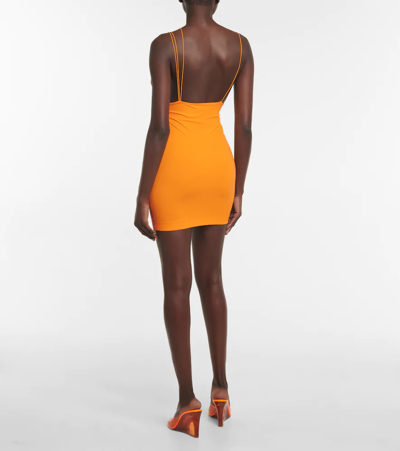 Shop Nensi Dojaka Cutout Ruched Minidress In Orange