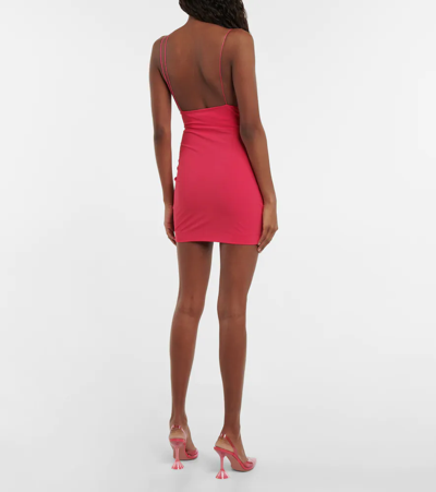 Shop Nensi Dojaka Cutout Ruched Minidress In Pink