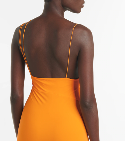 Shop Nensi Dojaka Cutout Ruched Minidress In Orange