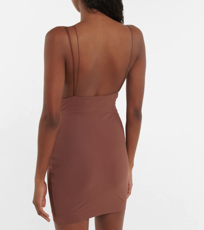 Shop Nensi Dojaka Cutout Ruched Minidress In Brown