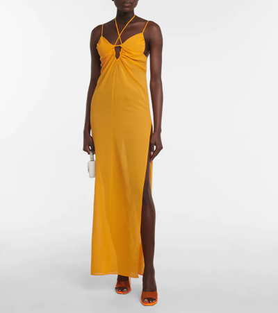 Shop Nensi Dojaka Cutout Halterneck Maxi Dress In Orange