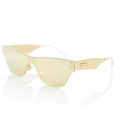 Shop Bottega Veneta Square Metal Sunglasses In Gold-gold-gold