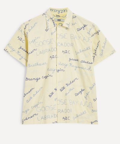 Name Tag Embroidered Short Sleeve Shirt In Light Yellow