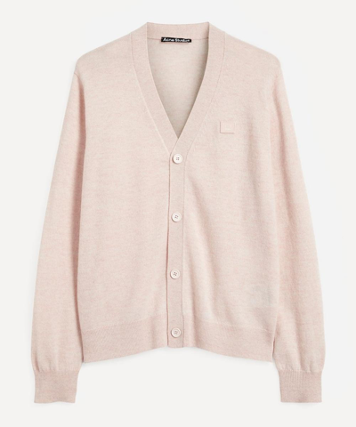 Shop Acne Studios Face Knitted Cardigan In Faded Pink Melange