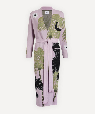 Hayley Menzies Prowling Panther Cotton Jacquard Duster Cardigan In Lilac