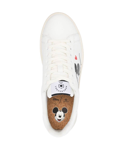 Shop Moa Master Of Arts Moa White Leather Sneakers With Disney Print