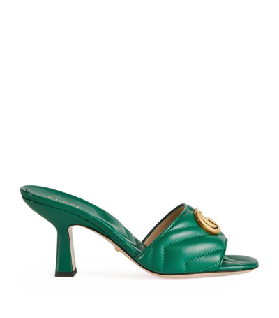 Shop Gucci Leather Double G Mules 75 In Green