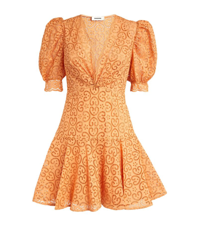Shop Sandro Broderie Anglaise Mini Dress In Yellow
