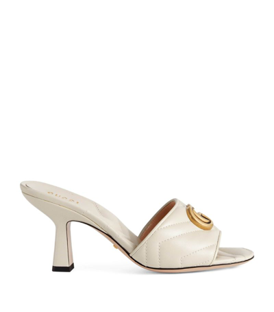 Shop Gucci Leather Double G Mules 75 In White