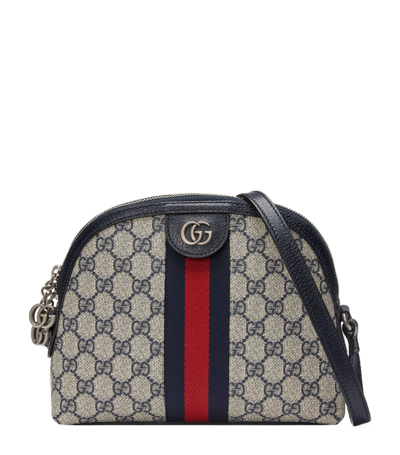 Shop Gucci Small Gg Supreme Ophidia Shoulder Bag In Blue