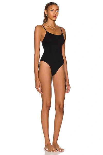 Hunza G Pamela Square-neck Crinkle-knit Swimsuit In Black