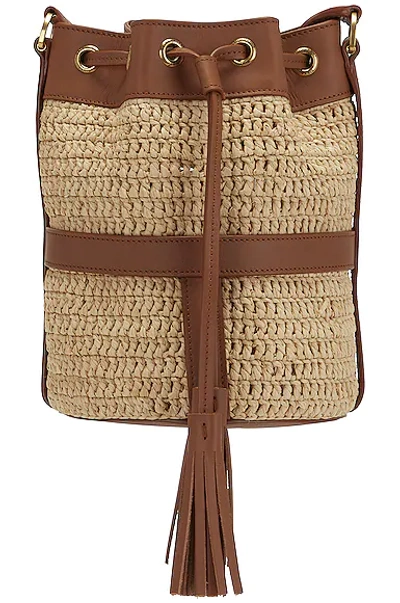 Shop Saint Laurent Seau Raffia Bag In Naturale & Brick