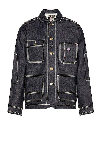 Shop Dickies 100 Denim Chore Coat In Indigo Blue