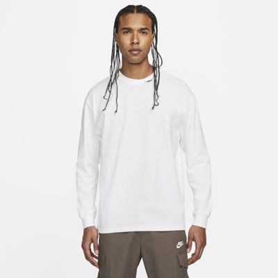 Shop Nike Men's  Sportswear Premium Essentials Long-sleeve T-shirt In White