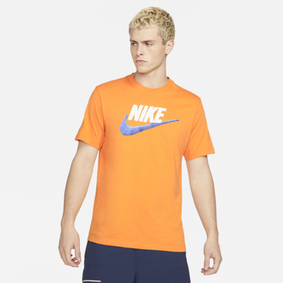 Shop Nike Sportswear Men's T-shirt In Kumquat,white,medium Blue
