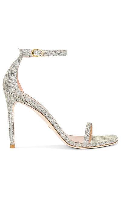 Shop Stuart Weitzman Nudistcurve 100 Sandal In Metallic Gold