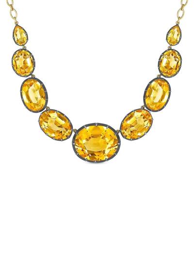 Shop Fred Leighton 18kt Gold Semi-riviere Citrine Necklace