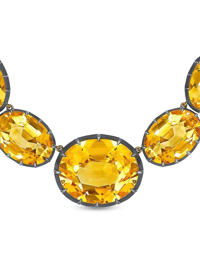 Shop Fred Leighton 18kt Gold Semi-riviere Citrine Necklace