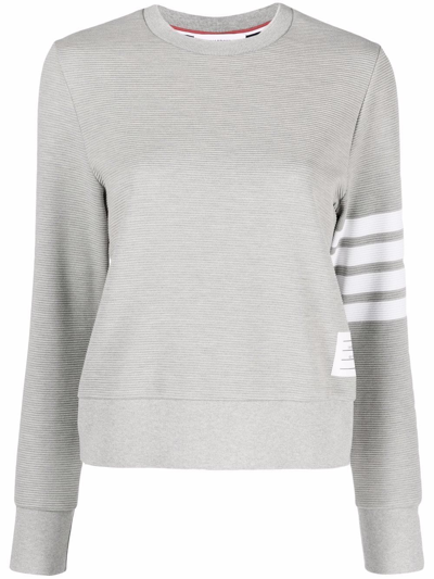 Thom Browne 4-bar Cotton Ribbed Sweatshirt In 055 Lt Grey