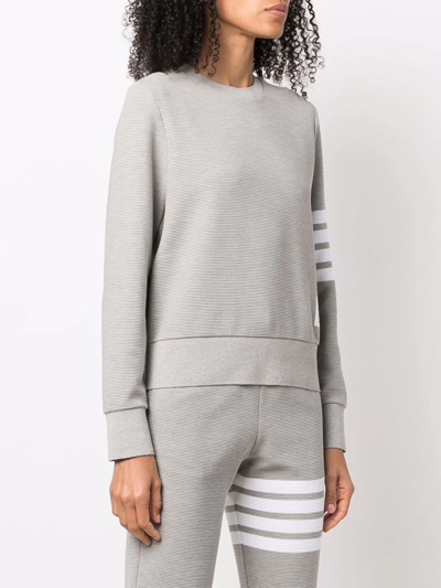 Thom Browne 4-bar Cotton Ribbed Sweatshirt In 055 Lt Grey