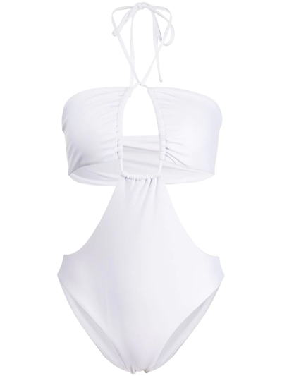 Shop Rosetta Getty Bandeau-style Rear-tie Swimsuit In White