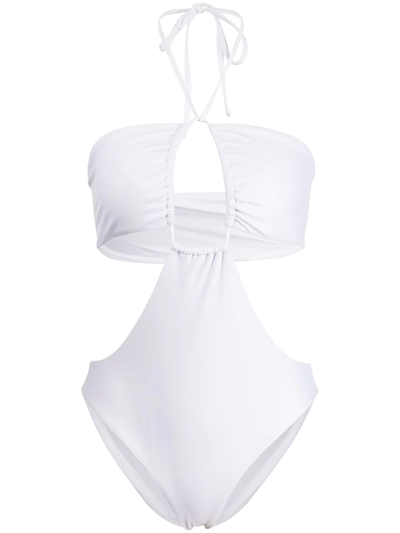Rosetta Getty Drawstring Bandeau One Piece Swimsuit In White