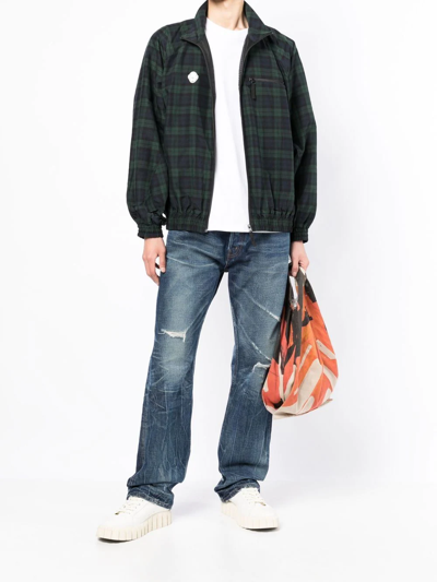 Shop Undercover Check-pattern Bomber Jacket In Green
