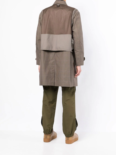 Undercover Check-pattern Patch-pocket Coat In Green