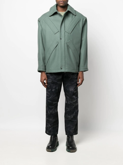 Shop Qasimi Spread-collar Four-pocket Parka In Green