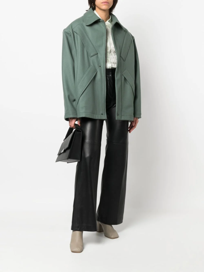 Shop Qasimi Spread-collar Four-pocket Parka In Green