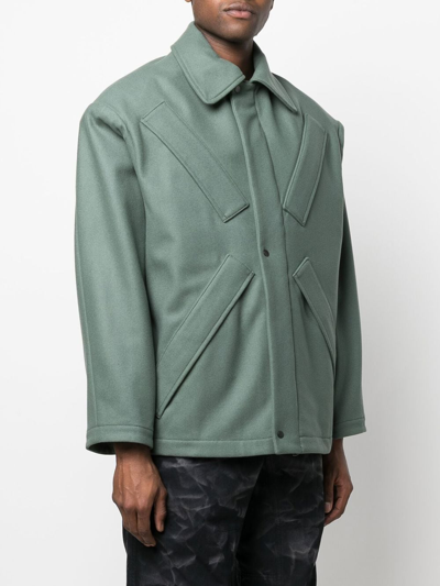 Shop Qasimi Spread-collar Four-pocket Parka In Green