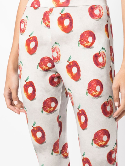Shop Undercover Apple-print Cotton Leggings In Grey
