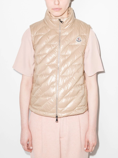 Shop Moncler Lecroisic Padded Gilet In Neutrals