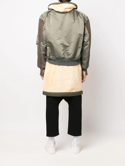 Junya Watanabe Panelled Wool Coat In Green