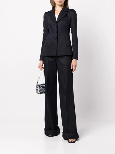 Shop Adam Lippes High-waisted Flared Leg Trousers In Blue