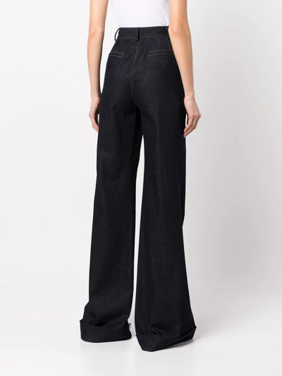 Shop Adam Lippes High-waisted Flared Leg Trousers In Blue