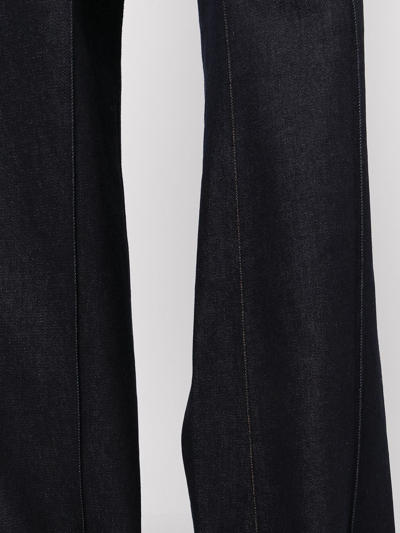 Shop Adam Lippes High-waisted Flared Leg Trousers In Blue