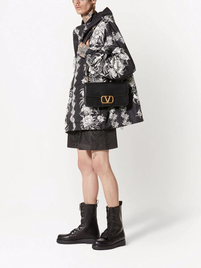 Valentino Graphic-print Hooded Jacket In Black