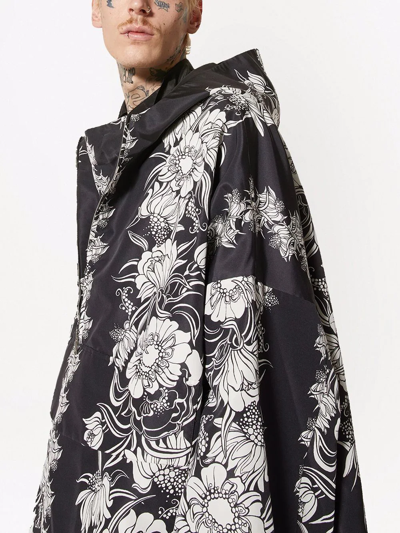 Valentino Graphic-print Hooded Jacket In Black