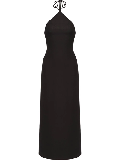 Shop Valentino Halterneck Sleeveless Dress In Black