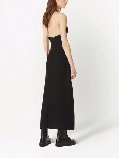 Shop Valentino Halterneck Sleeveless Dress In Black